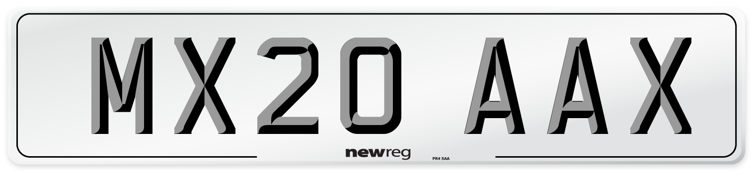 MX20 AAX Number Plate from New Reg